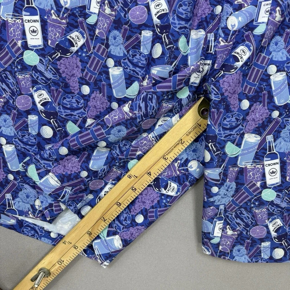 Peter Millar Seaside Performance Swim Trunks Mens XL AOP Purple Bottle Print EUC